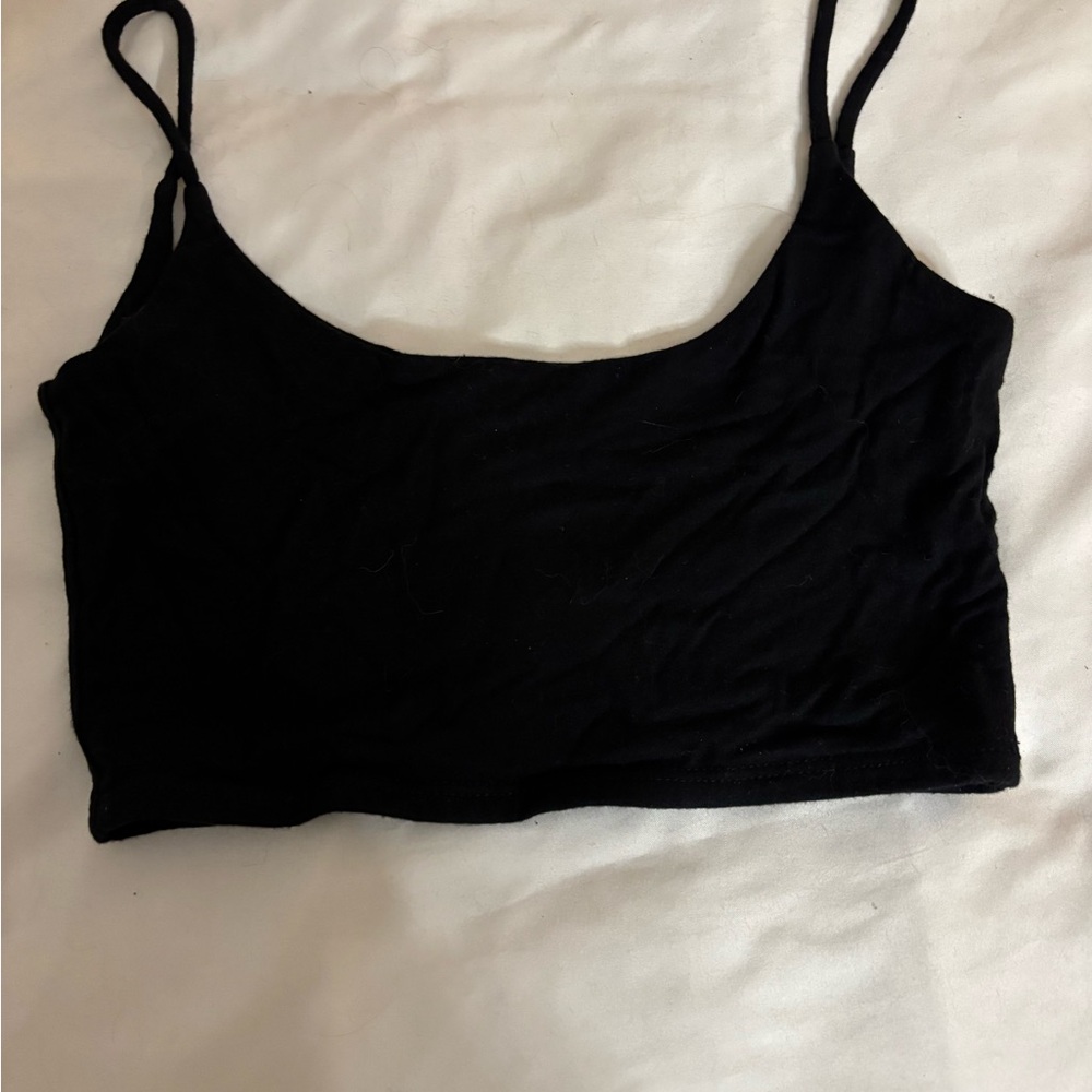 Fashion Nova Black Cropped Camisole with Thin Straps